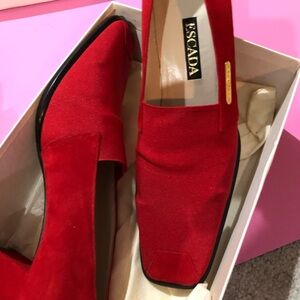 Women’s size 71/2 suede Escada shoes.